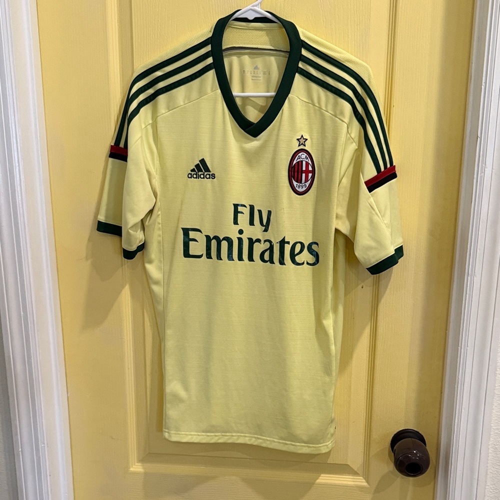 adidas Yellow AC Milan Away Jersey with Dark Green Trim